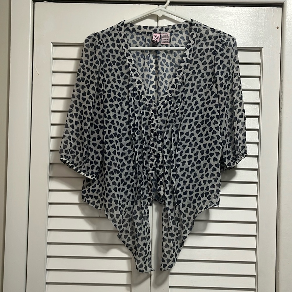 Blue 💙 sheer blouse Love on a Hanger size M crop top
